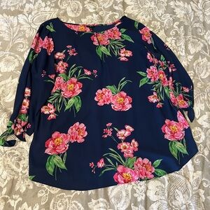 Talbot 3/4 floral sleeve blouse 2X